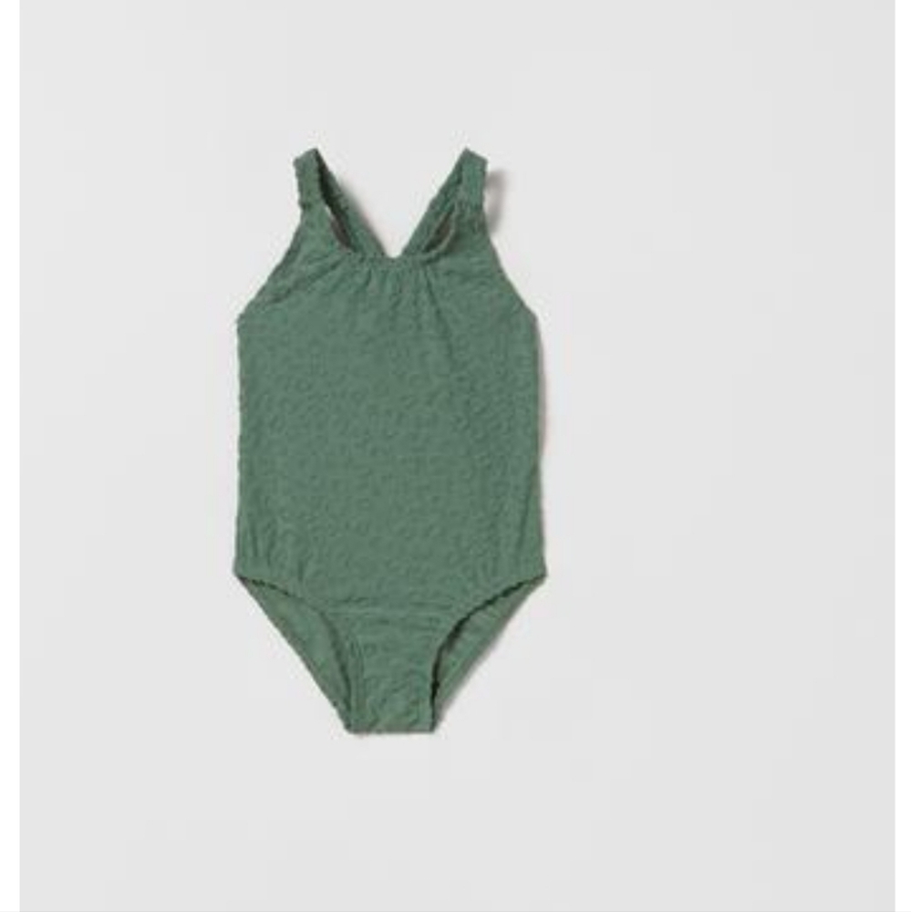 Zara Animal Print Textured Green Toddler Swimsuit
